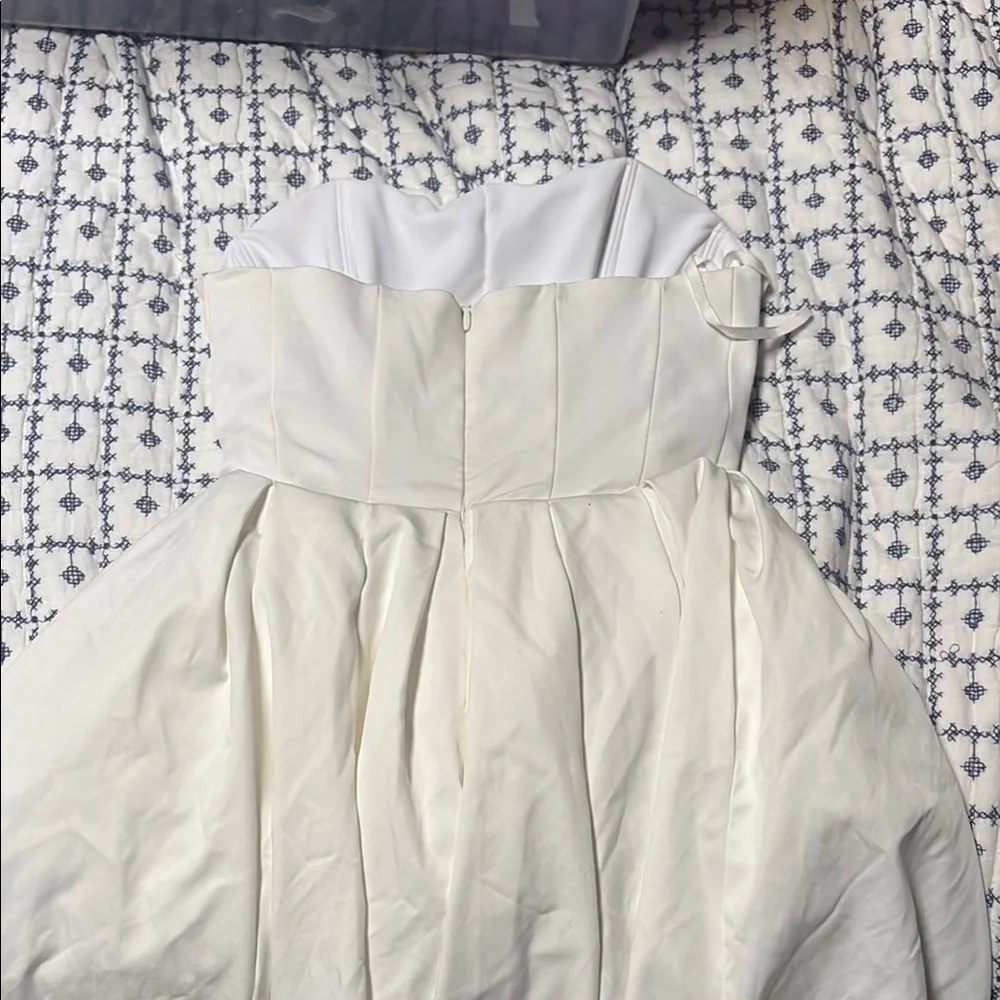 House of CB Emmanuela White Strapless Pleated Mini A-line Dress - Picture 5 of 5